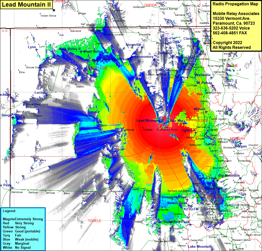 heat map radio coverage Lead Mountain II